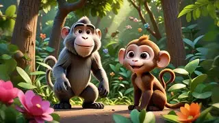 Four Baby Monkeys Swing on Vines | Fun Jungle and Song for Kids | Nursery Rhymes and Baby Songs