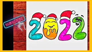 Happy New Year 2022 Drawing - 2022 Yeni Yıl &Ccedil;izimi - Art line academy Easy Drawing 2022