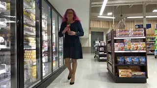 (Crossdressing) Wearing a blue dress and white slip