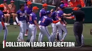 COLLISION ➡️ SKIRMISH ➡️ EJECTION ‼️ Clemson & Florida players get into it 👀 | ESPN College Baseball