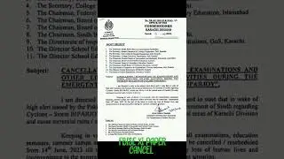 karachi paper cancel| FBISE XI paper cancel #federalboard #exampaper #emergencynumbers #solvedpaper