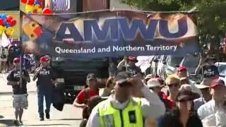 Unions march to celebrate Labour Day in Qld