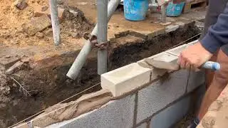 small extension from concrete foundation   #bricklayer #constructionchannel #bricklaying