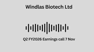 Конференц-связь по итогам второго квартала 2026 финансового года компании Windlas Biotech Ltd