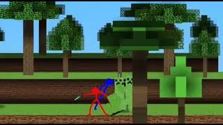 Blue And Red Kills The Creeper - Sticktoon In Minecraft