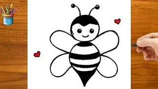 Easy and Cute Bee Drawing for Kids 🐝 | How to Draw a Bee Step by Step