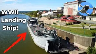 WWll Landing Ship Docked at Charleston, WV at the Haddad Riverfront Park