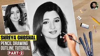 Shreya Ghoshal Pencil Drawing Tutorial in Tamil Part 2 | Live Art Chennai