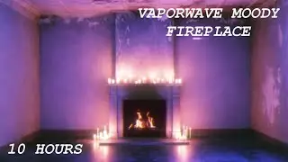 Moody Vaporwave Retro Fireplace Ambiance | Crackling Fire Vintage Eerie Aesthetic | 10 HOURS ✨