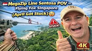 🇸🇬MegaZip Line Flying Fox Singapore Sentosa Island MegaZip Adventure Park Getting Stuck 4k POV🇸🇬