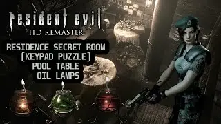 Resident Evil HD Remaster - Residence Secret Room (Keypad Puzzle) Pool Table & Oil Lamps