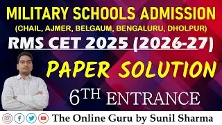 Military School 7 Dec 2025 Paper Solution Class 6 Reasoning The Online Guru Sunil Sharma 7737653468