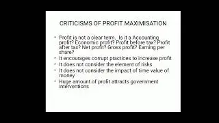 Criticisms of Profit Maximisation