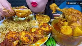 Eating Eggs Curry Chicken Baigan fry rice Salad|Eating Challenge|#asmrsounds #mukbang #eatingshow 