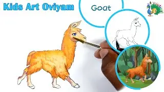 Goat Drawing, Painting & coloring for Kids | Easy Animal Art | #KAO008