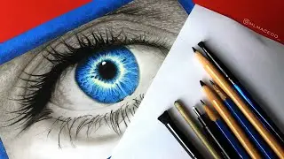 Drawing a Blue Eye using Colored Pencil and Charcoal | Speed Drawing