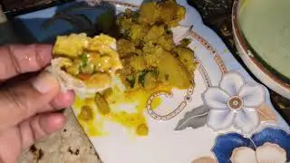 🍽️ Title:Delicious Aloo Gobi Curry with Raita, Lemon & Fresh Roti | Abid Food Vlog