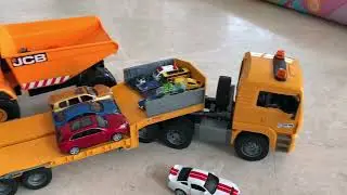 Bruder 2776 MAN TGA Low loader  Truck | Loading cars