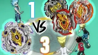 ANIME VS REAL LIFE: Bloody Longinus & Lui 1 VS 3 BATTLE - Beyblade Burst Super Z/Turbo