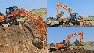 Tata Hitachi EX 130 Excavator Mud Loading into Tractor | Powerful Excavator Working Video