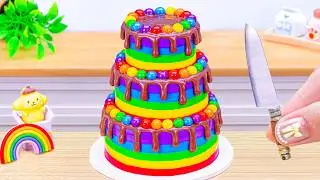 Mini Rainbow Cake Recipe With Chocolate 🌈 Mini Cake Decorating and DIY