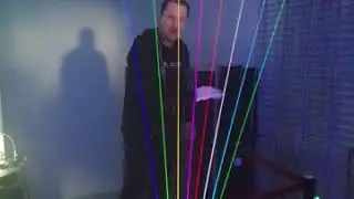 Our laser harp in demo for students at the synthfest 2019