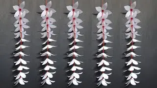 DIY Paper Flower Garland | Wall Decoration Ideas With Paper Flower | Easy Home Decoration Ideas
