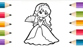 Cute princess Elsa Frozen drawing , panting & colouring  for kids and Toddlers _ child art 🎨🎨🎨