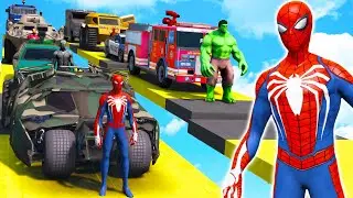 автомобили-пауки и супергерои | GTA 5 mega ramp challenge (веселые моменты)