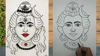 The Divine Face of Lord Shiva | Spiritual Line Art Drawing | Trinetra Mahadev Sketch #shiv #bhole 