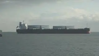 Wind Turbines on this Massive Ship near Shore at The Strait of Gibraltar 05 Jan 2026