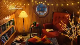 Cozy Winter Reading Nook in the Attic ASMR Ambience❄️📖Snowstorm & Fireplace Sounds, Book Sounds