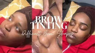 HOW TO BROW TINT USING BROW CODE STAIN I BROW SHAPING WITH RAZOR DIFFICULT BROWSHAPE