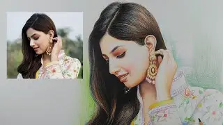 Harnaaz Sandhu Color Pencil Drawing Miss Universe 2021 Indian Model | How To Draw | Live Art Chennai