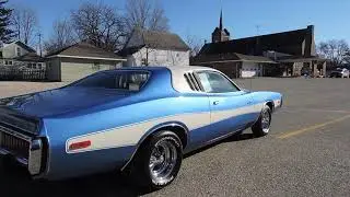 Dodge Charger 1973 года, синий, продаётся на сайте www.coyoteclassics.com