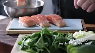 Pochierter Lachs mit Spinat-Lauch Gem&uuml;se