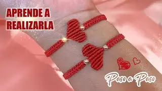 Aprender hacer esta Pulsera de Hilo con Corazón ❤️ como hacer una Pulsera🔆Tutorial Paso a Paso🔆