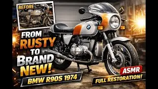 ASMR Motorcycle Restoration Full Rebuild of Silver BMW R90S 1974 from bad Condition to Looking Brand