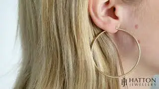9ct Yellow Gold Twist Design Hoop Earrings - 53mm