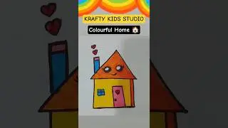 Easy Colouring Home 🏠 For Kids | Simple House Colouring #shorts #colouring #home