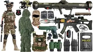 Special police weapon toy set unboxing,grenade launcher, M416 rifle, tactical helmet,Glock pistol