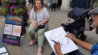 Real time clip of the live Caricature artist at Oxford  Drawing a funny portrait in less than 4 min