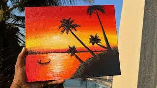 Easy simple Canvas painting #canvaspainting #sunsetpainting  #dreamincolors #acrylicpainting