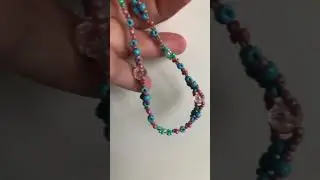 Choker.Blue Beads and Pink Crystal Beads.Чокер .Чешский Бисер И Стеклянные Бусины. #бисер #ручная #