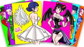 HUNTRIX ZOEY DRESS-UP LIKE ANGEL and DEMON - KPOP DEMON HUNTERS | STICKER BOOK DIY