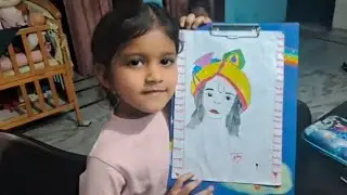 Mahi ne banayi first Krishna face Easy drawing #artvideo #sketch ||