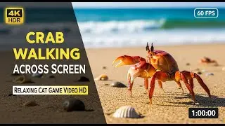 Crab Walking Across Screen for Cats   Relaxing Cat Game Video HD