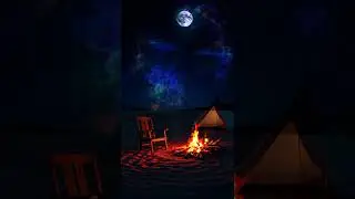 Cozy Desert Campfire | Relaxing fireplace sounds | Mesmerising night sky with stars and Galaxy