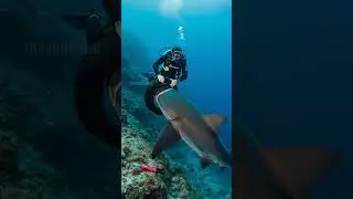 Scuba Diver Saves Shark From Deadly Pollution! #ocean #wildlife #rescue