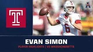 Player Highlights: Evan Simon | Temple vs. Massachusetts (Aug. 30, 2025)